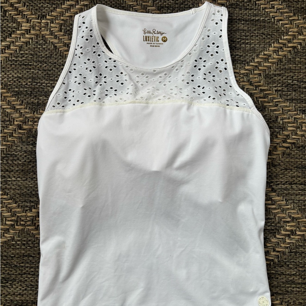 Lily Pulitzer White Eyelet Athletic Tank Top